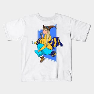 Aesthetic witch and fish design Kids T-Shirt